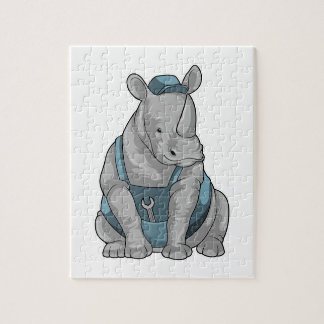 Rhino as Craftsman with Wrench Jigsaw Puzzle (Vertical)