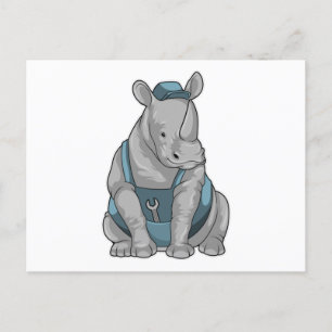 Rhino as Craftsman with Wrench Postcard
