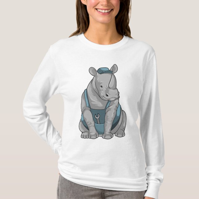 Rhino as Craftsman with Wrench T-Shirt (Front)