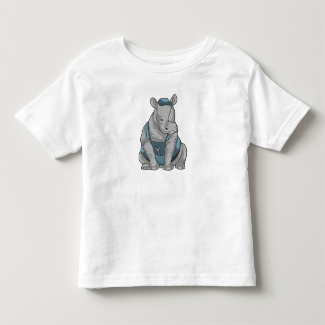 Rhino as Craftsman with Wrench Toddler T-shirt (Front)