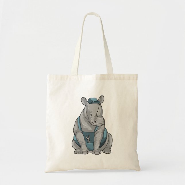 Rhino as Craftsman with Wrench Tote Bag (Front)