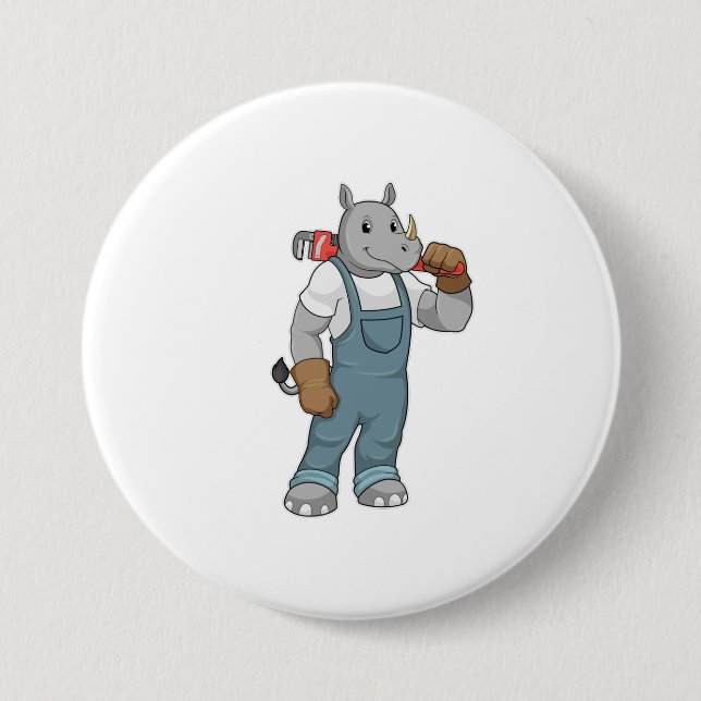 Rhino as Handyman with Water pump pliers Button (Front)