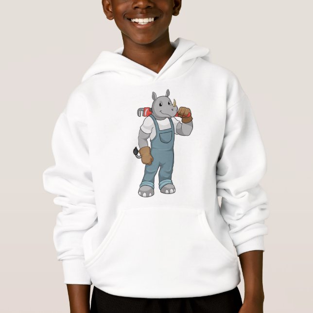 Rhino as Handyman with Water pump pliers Hoodie (Front)