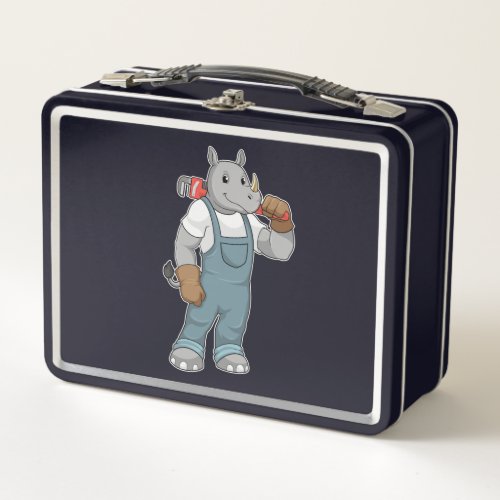 Rhino as Handyman with Water pump pliers Metal Lunch Box