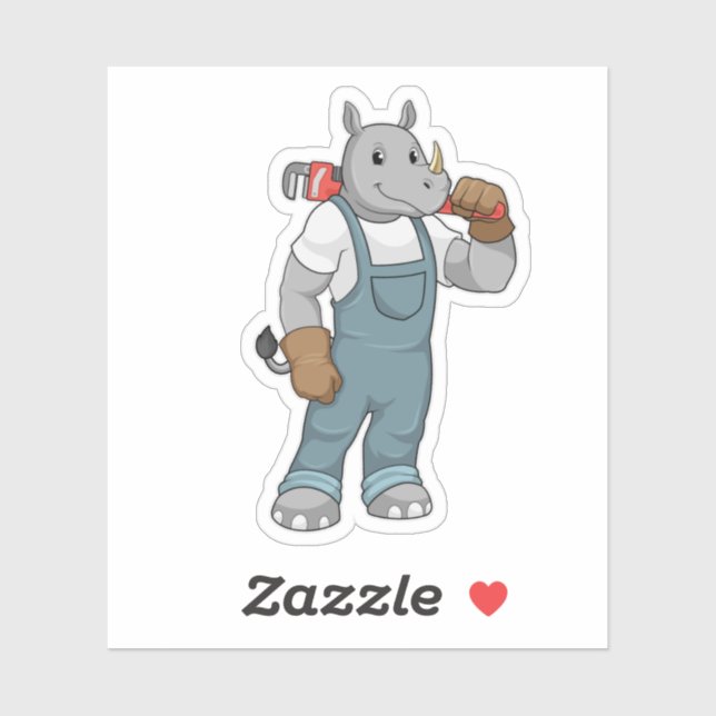 Rhino as Handyman with Water pump pliers Sticker (Sheet)