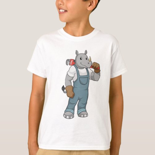 Rhino as Handyman with Water pump pliers T_Shirt