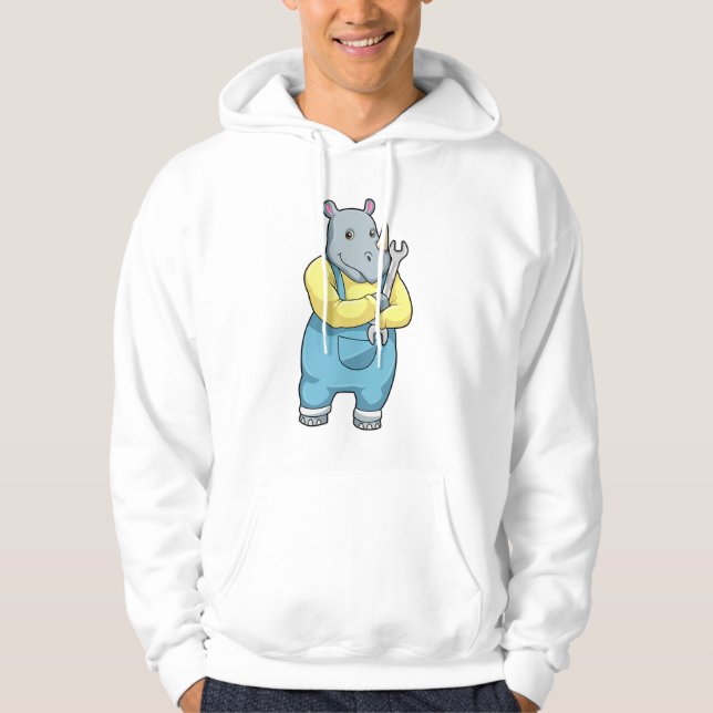 Rhino as Mechanic with Wrench Hoodie (Front)