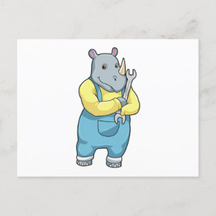 Rhino as Mechanic with Wrench Postcard