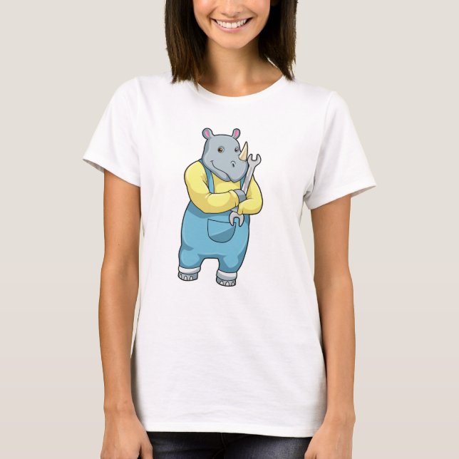 Rhino as Mechanic with Wrench T-Shirt (Front)