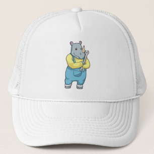 Rhino as Mechanic with Wrench Trucker Hat