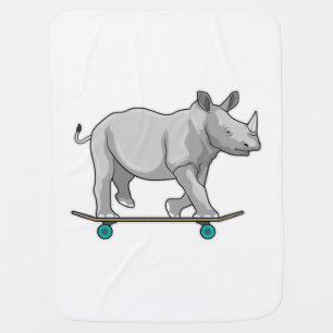 Rhino as Skater with Skateboard Baby Blanket