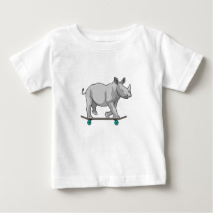 Rhino as Skater with Skateboard Baby T-Shirt