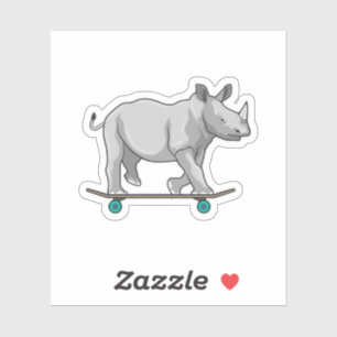 Rhino as Skater with Skateboard Sticker