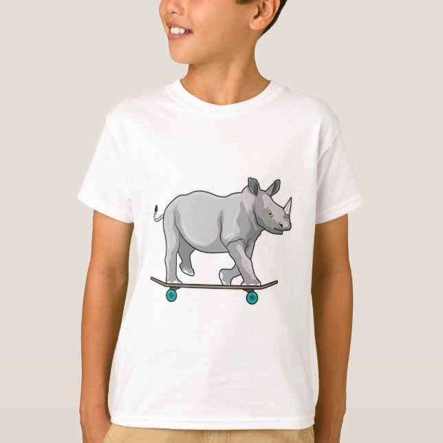 Rhino as Skater with Skateboard T-Shirt (Front)