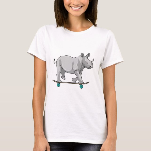 Rhino as Skater with Skateboard T-Shirt (Front)