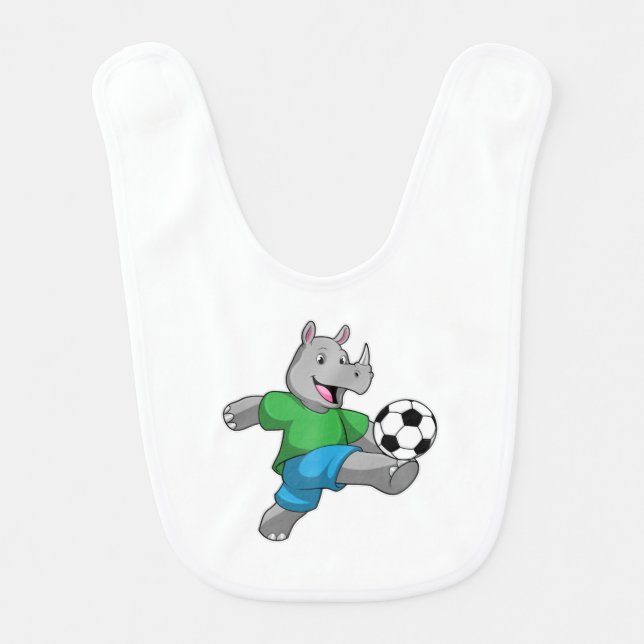 Rhino as Soccer player with Soccer Baby Bib (Front)