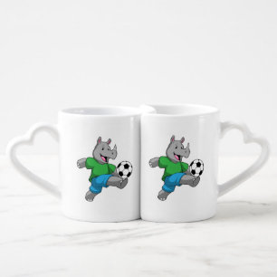 Rhino as Soccer player with Soccer Coffee Mug Set