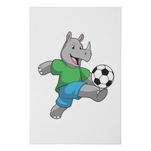 Rhino as Soccer player with Soccer Faux Canvas Print