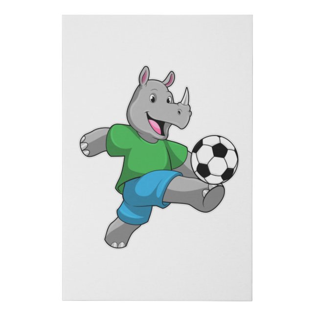 Rhino as Soccer player with Soccer Faux Canvas Print (Front)