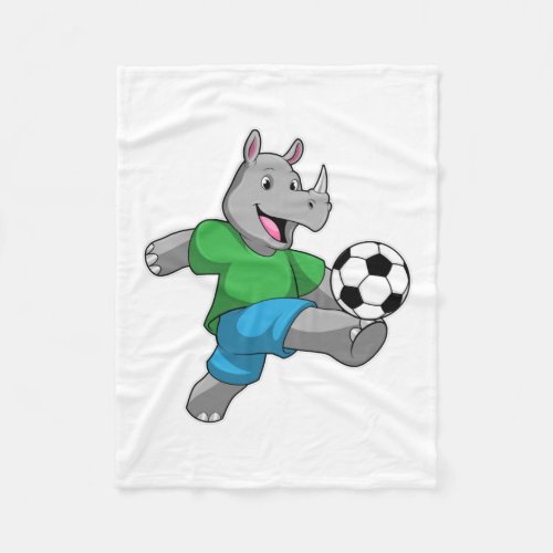 Rhino as Soccer player with Soccer Fleece Blanket