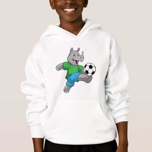 Rhino as Soccer player with Soccer Hoodie