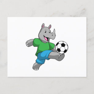 Rhino as Soccer player with Soccer Postcard