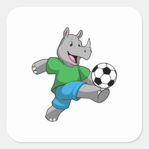 Rhino as Soccer player with Soccer Square Sticker