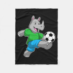 Rhino As Soccer Player With Soccer T Shirt  Fleece Blanket