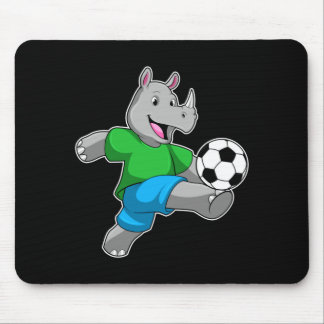 Rhino As Soccer Player With Soccer T Shirt Mouse Pad