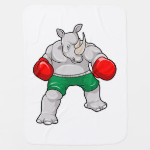 Rhino at Boxing with Boxing gloves Baby Blanket