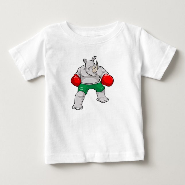 Rhino at Boxing with Boxing gloves Baby T-Shirt (Front)