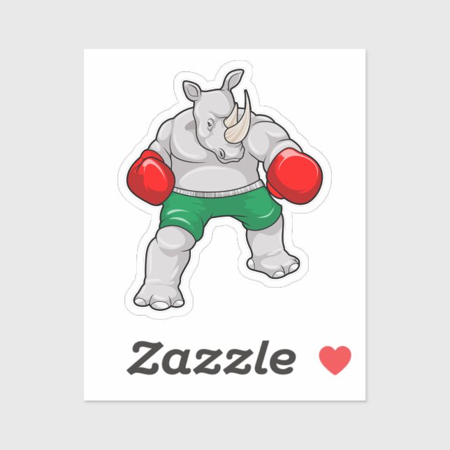 Rhino at Boxing with Boxing gloves Sticker (Sheet)