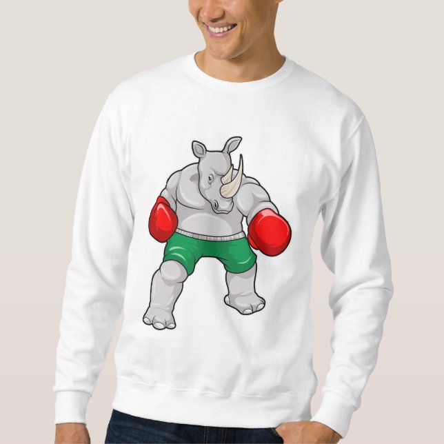 Rhino at Boxing with Boxing gloves Sweatshirt (Front)