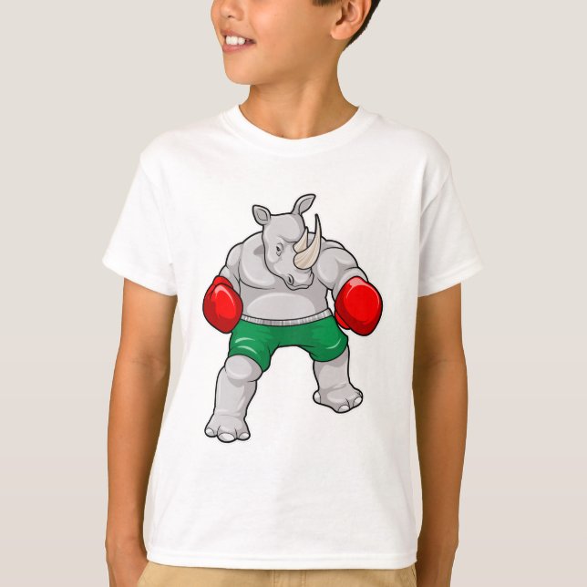 Rhino at Boxing with Boxing gloves T-Shirt (Front)
