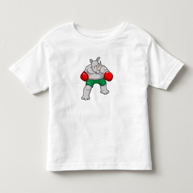 Rhino at Boxing with Boxing gloves Toddler T-shirt (Front)