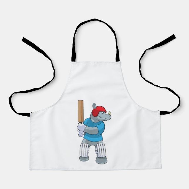 Rhino at Cricket with Cricket bat Apron (Front)