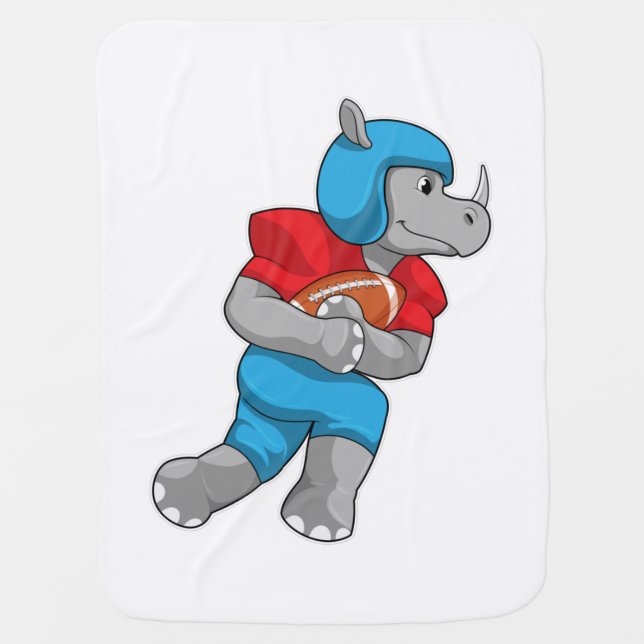 Rhino at Football Sports Baby Blanket (Front)