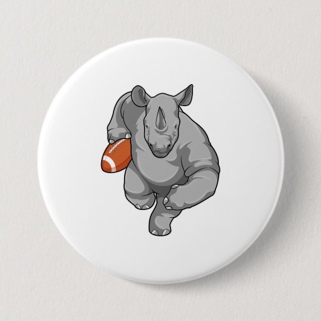 Rhino at Football Sports Button (Front)
