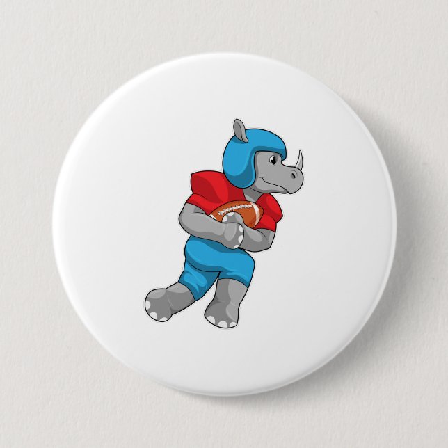 Rhino at Football Sports Button (Front)