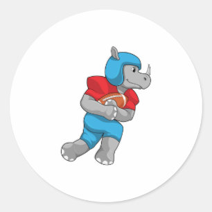 Rhino at Football Sports Classic Round Sticker