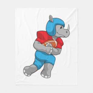Rhino at Football Sports Fleece Blanket