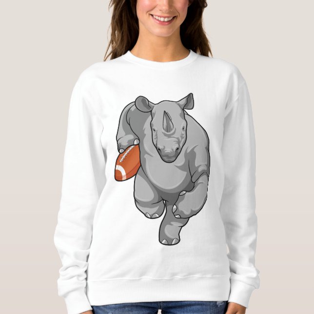 Rhino at Football Sports Sweatshirt (Front)