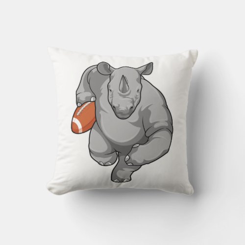 Rhino at Football Sports Throw Pillow
