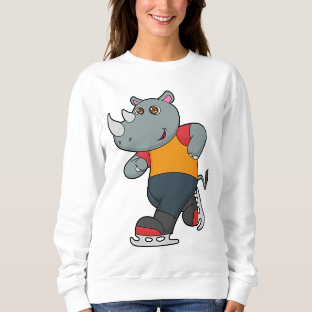 Rhino at Ice skating with Ice skates Sweatshirt (Front)