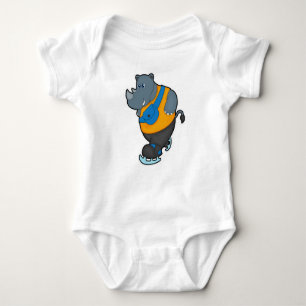 Rhino at Ice skating with Sling bag Baby Bodysuit