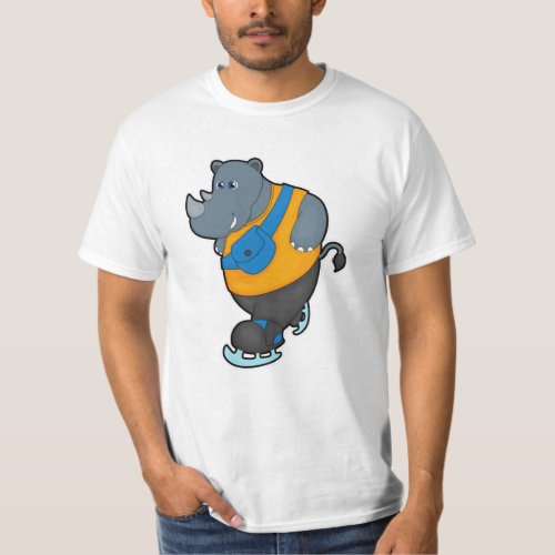 Rhino at Ice skating with Sling bag T_Shirt