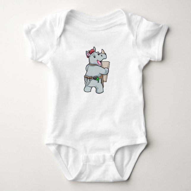 Rhino at Painting with Colours Baby Bodysuit (Front)