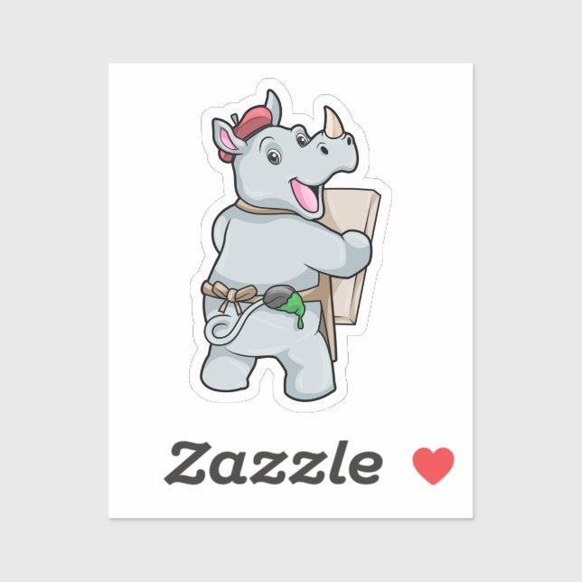 Rhino at Painting with Colours Sticker (Sheet)