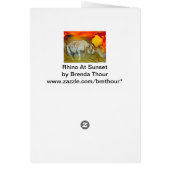 Rhino At Sunset Cards (Back)