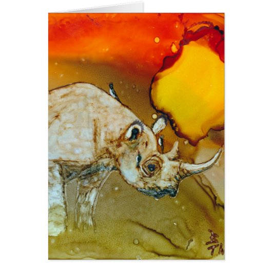 Rhino At Sunset Cards (Front)